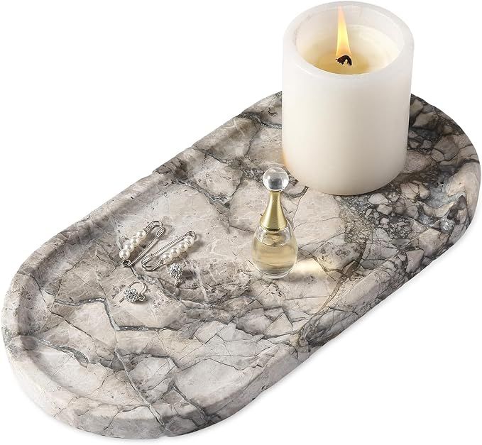 Turkish Natural Travertine Tray, 12" Vanity Decorative Tray for Countertop Organizer, Catchall Tr... | Amazon (US)