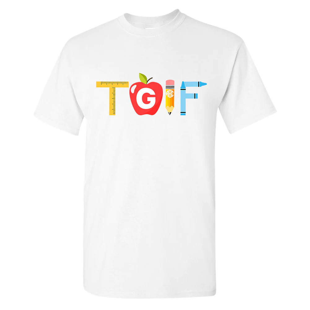 Monogrammed 'Teacher TGIF' Basic T-Shirt | United Monograms