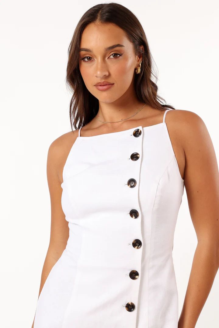 Allegra Linen Mini Dress - White | Petal & Pup (US)