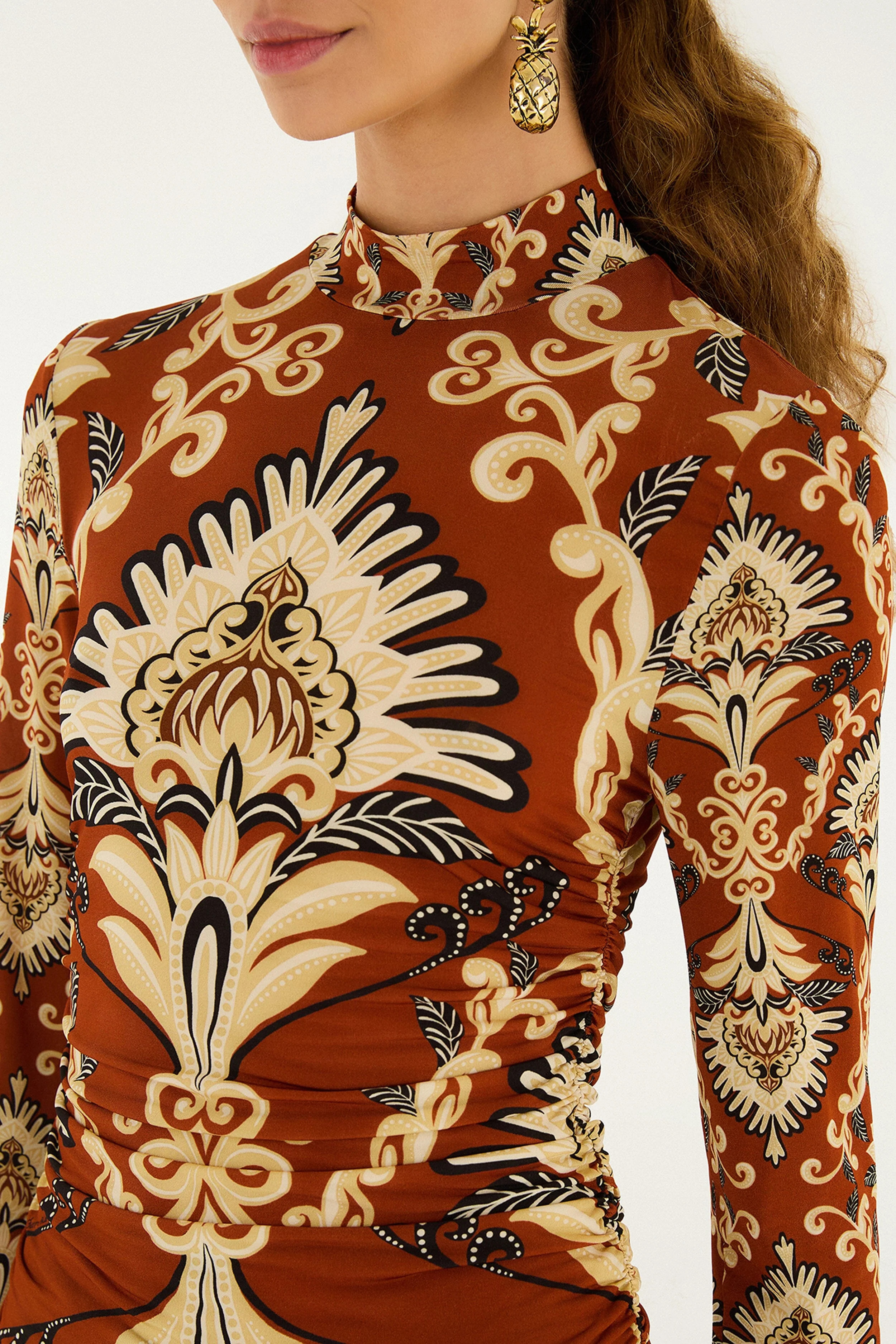 Orange Arabesque Paradise Long Sleeve Blouse | FARM Rio | FarmRio (US)