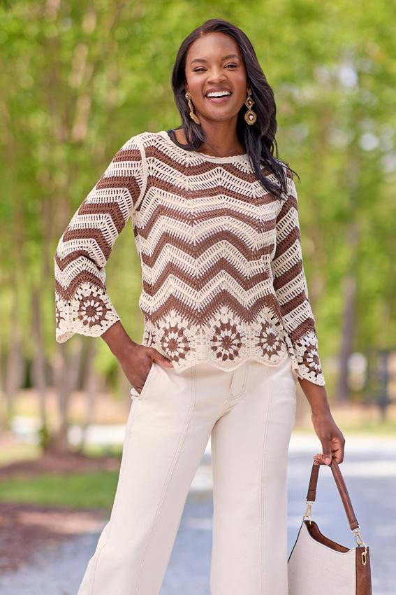 Chevron Crochet Sweater | Cato Fashions