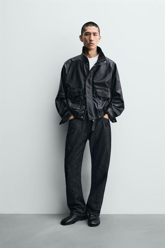 CROPPED FIT FAUX LEATHER JACKET | Zara US