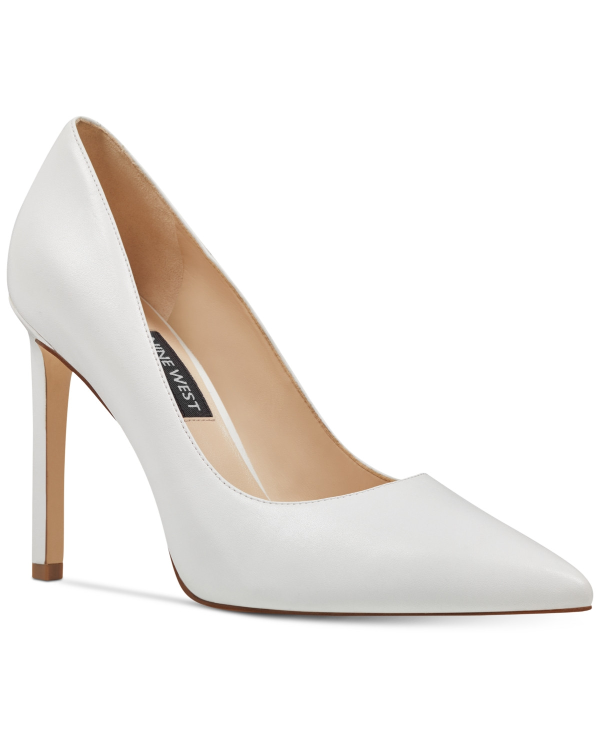 Nine West Women's Tatiana Pointy Toe High Stiletto Pumps - White Leather | Macy's