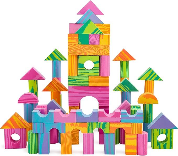 Morvat Foam Building Block Set- 140 Piece Soft Multi-Colored Building Blocks Sets Educational Sta... | Amazon (US)