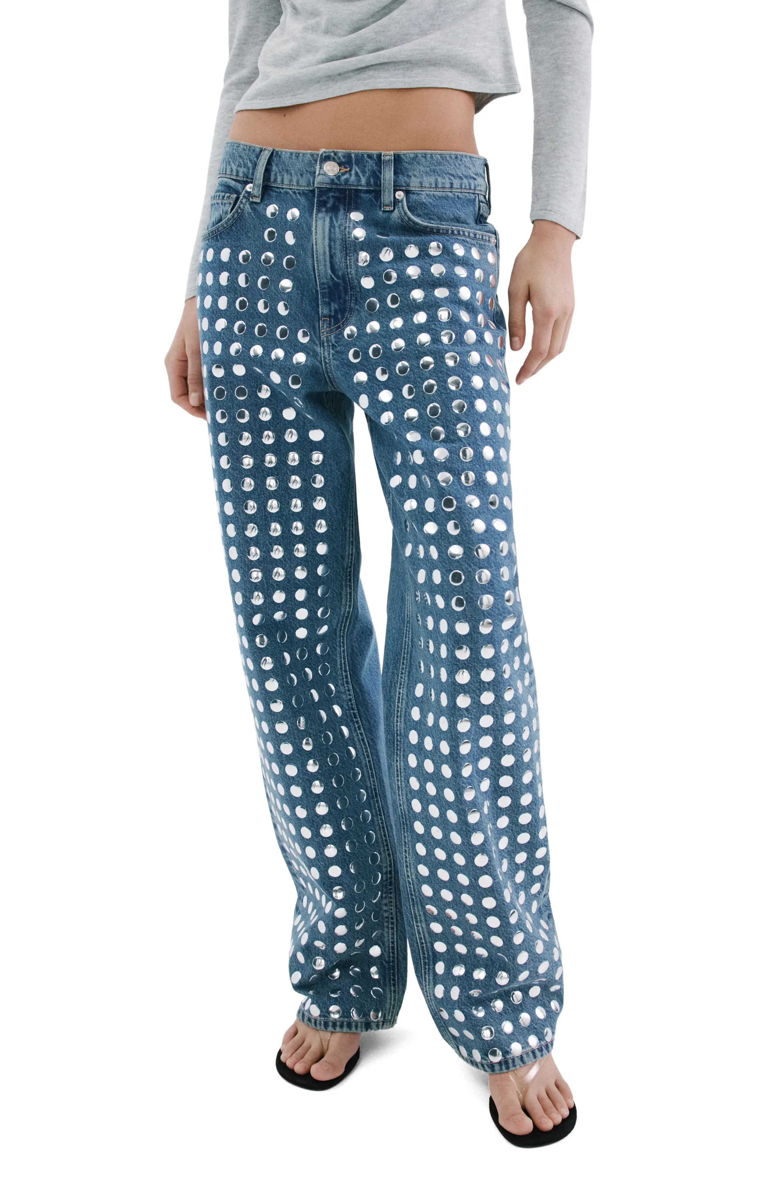 Studded Straight Leg Jeans (Women) | Nordstrom | Nordstrom