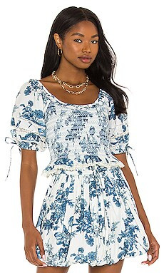 LoveShackFancy X REVOLVE Molly Top in Blue China from Revolve.com | Revolve Clothing (Global)