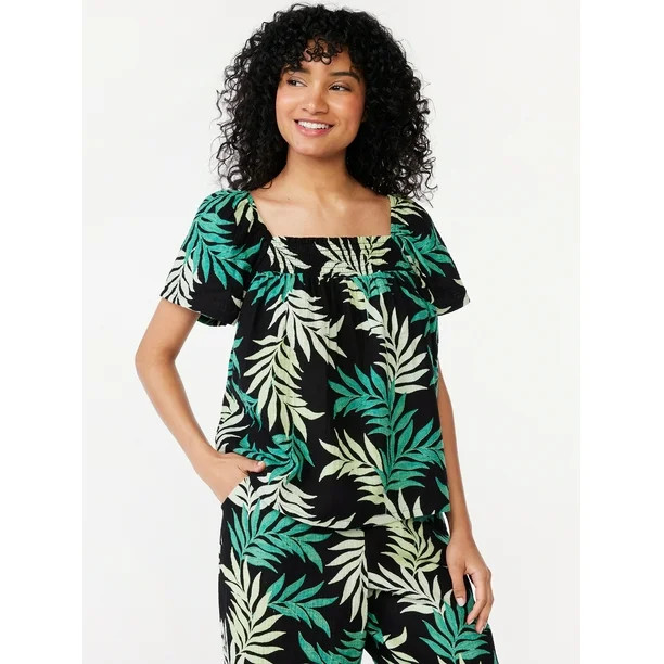 Joyspun Women's Puff Sleeve Gauze Sleep Top, Sizes S to 3X | Walmart (US)