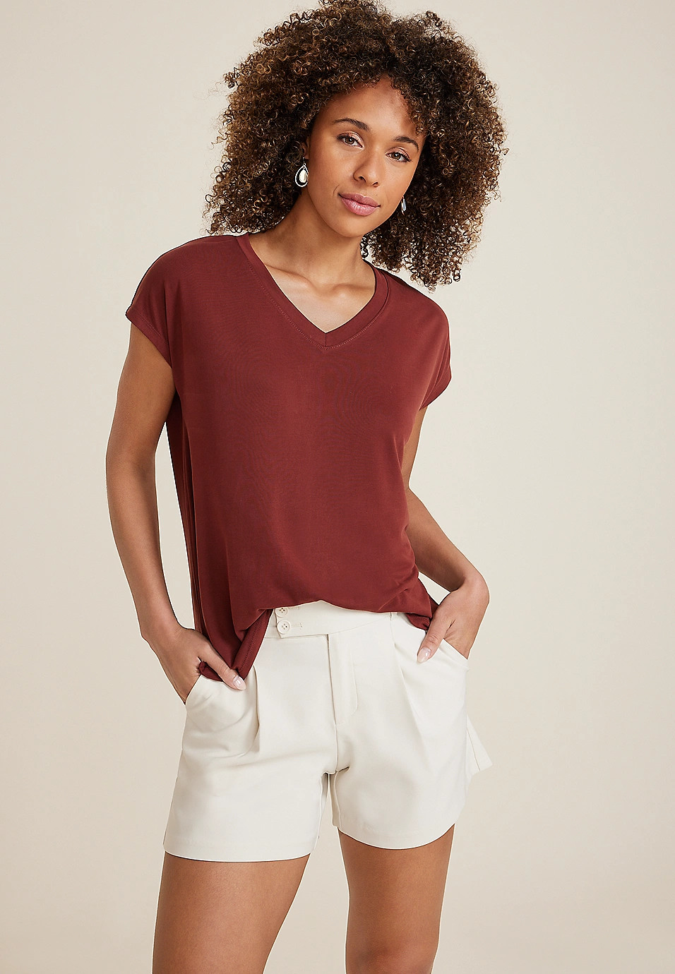 24/7 Fairhaven V Neck Dolman Tee | Maurices