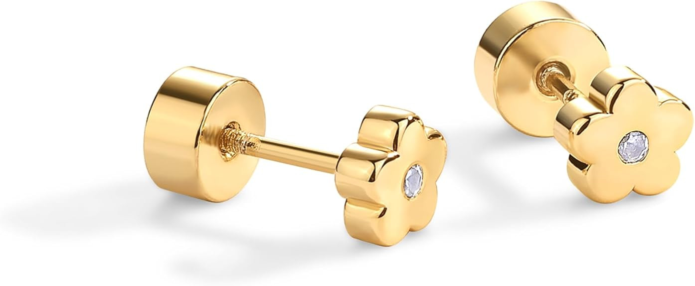 PAVOI 14K Gold Plated Dainty Flat Back Earrings for Women - Hypoallergenic Sterling Silver Posts ... | Amazon (US)