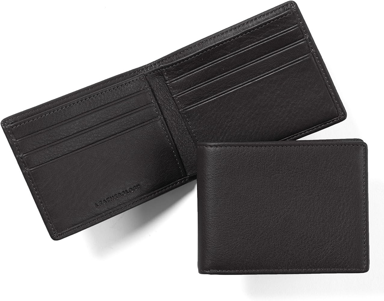 Leatherology Black Onyx Thin Bifold Wallet - Slim silhouette, Ample storage, Hidden interior pock... | Amazon (US)