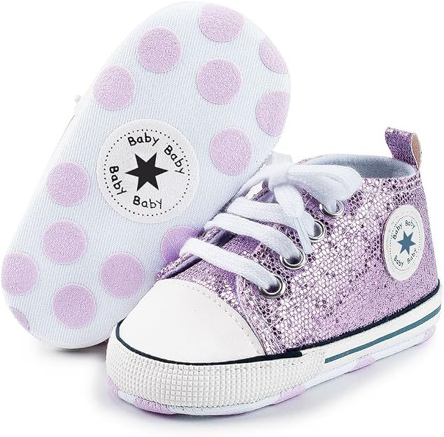 Unisex Baby Girls Boys Canvas High-top Shoes, Newborn Infant Anti-Slip Soft Sole Frist Walking Br... | Amazon (US)
