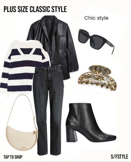 Plus size outfits, stripped sweater, leather jacket #plussize #fall fashion , leather blazer, striped shirt, classic look 

#liketkit #LTKstyletip #LTKfamily #LTKcurves


#LTKfamily #LTKstyletip #LTKcurves