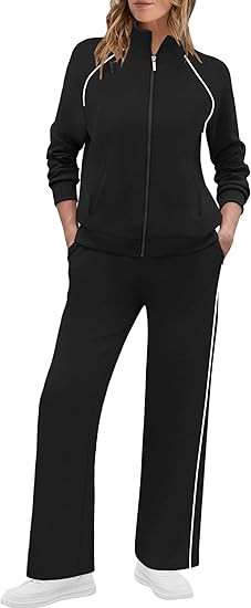 XIEERDUO Women's 2 Piece Lounge Sets Full Zip Up Sweatsuit Wide Leg Tracksuit Workout Outfits Fas... | Amazon (US)