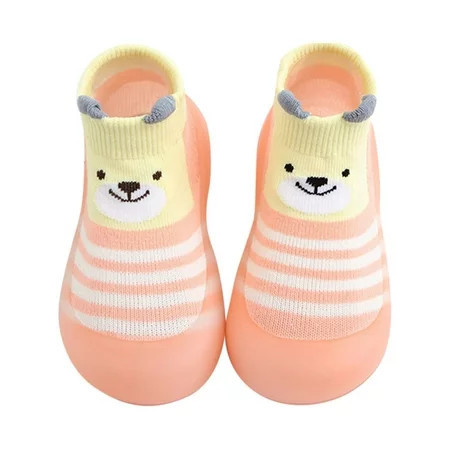 B91xZ Baby Boy Sock Shoes Cute Cartoon Anti-Skid Baby Booties Sock Slipper Shoes Pink 21 | Walmart (US)