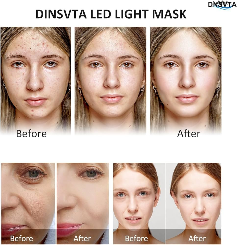 DINSVTA Red Light Therapy Mask for Face, 7 Colors LED Red Blue Light Therapy Mask Cordless Rechar... | Amazon (US)