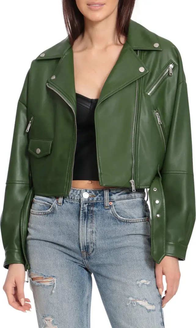 Avec Les Filles Oversize Faux Leather Crop Moto Jacket | Nordstrom | Nordstrom