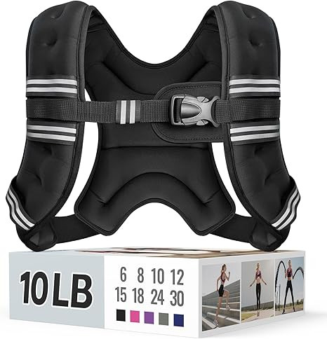 Weighted Vest, 6lb/8lb/10lb/12lb/15lb/18lb/20lb/24lb/30lb for Men Women, Reflective Stripe Adjust... | Amazon (US)