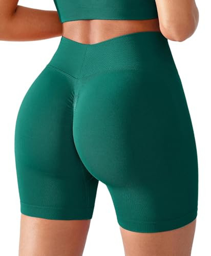 BRXL Seamless Impact Compression Scrunch Butt Lifting Shorts for Women V Back 5" Inseam High Waist Workout Gym Yoga Mint Green | Amazon (US)