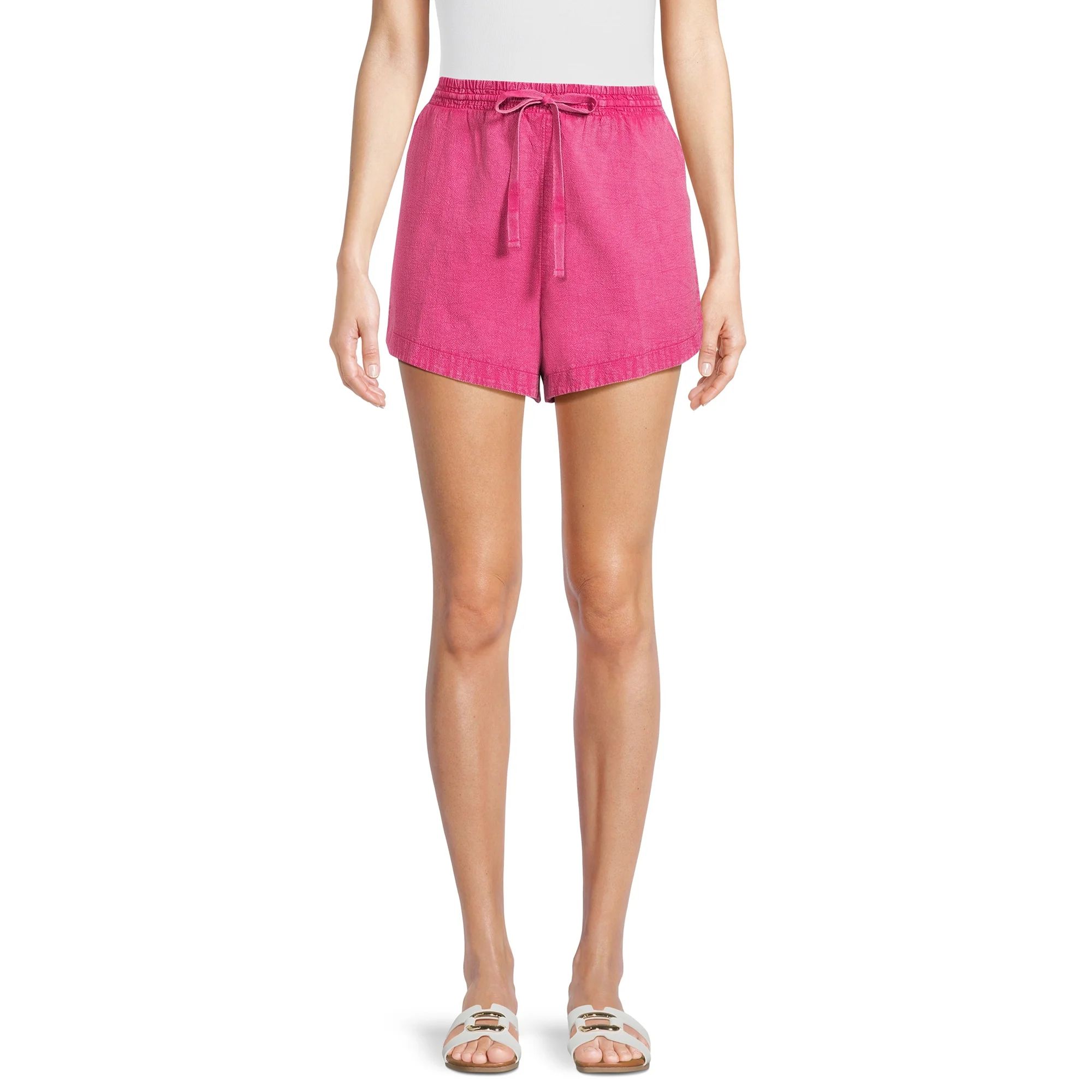 Time and Tru Women's Garment Dye Pull On Shorts, 3.5" Inseam, Sizes XS-3XL | Walmart (US)