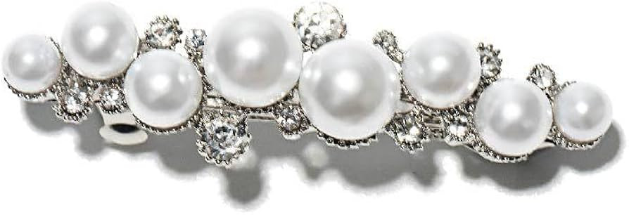 Vintage Pearl Wedding Hair Barrettes, Decorative Hair Clips French Crystal Hair Barrettes, Rhines... | Amazon (US)
