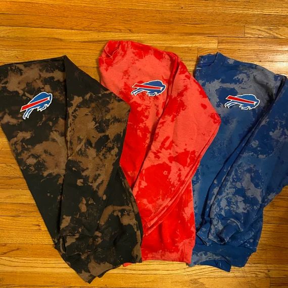 Bleached Buffalo Bills Crew Neck Sweatshirt | Etsy | Etsy (US)