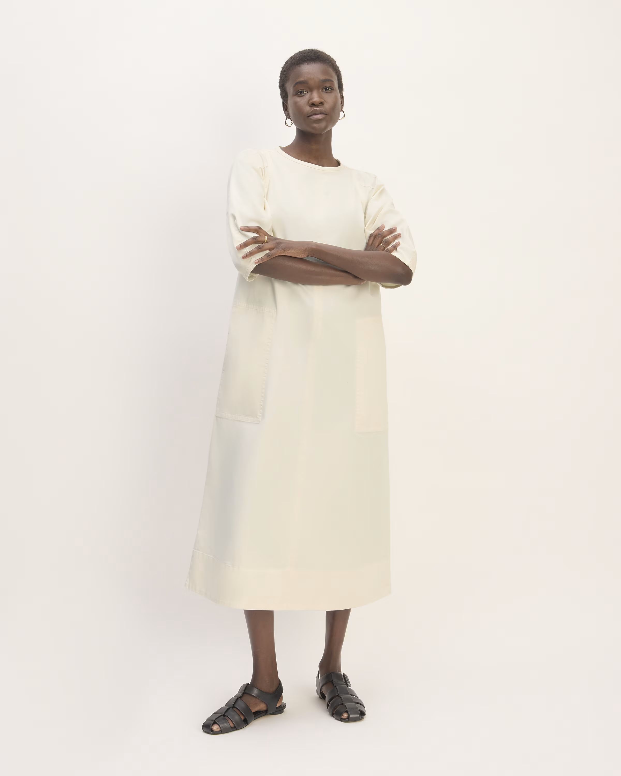 The Short-Sleeve Puff Midi Dress | Everlane