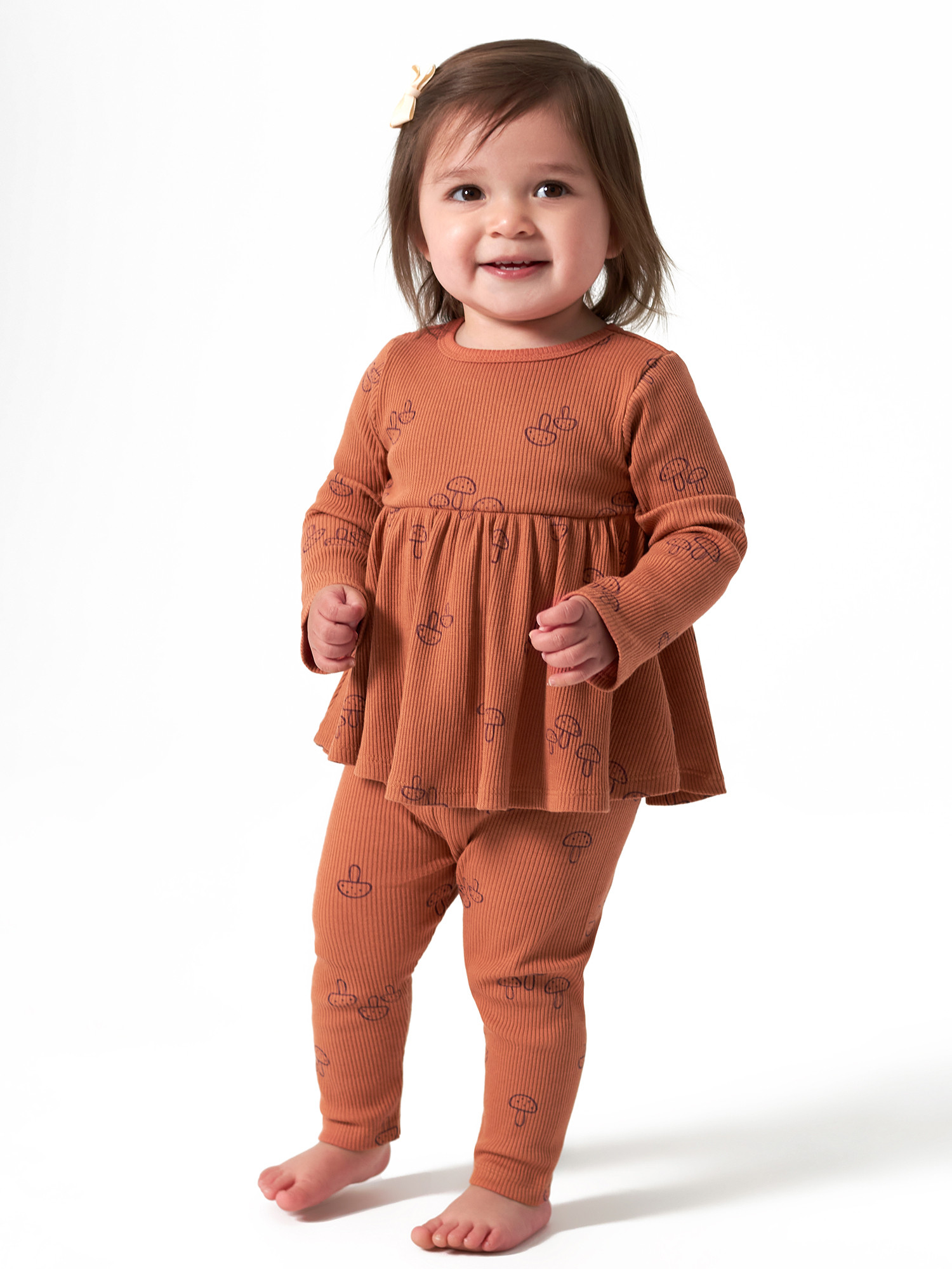 Modern Moments by Gerber Baby Girl Long Sleeve Ribbed Peplum Top & Legging Outfit Set, 2 Piece, S... | Walmart (US)