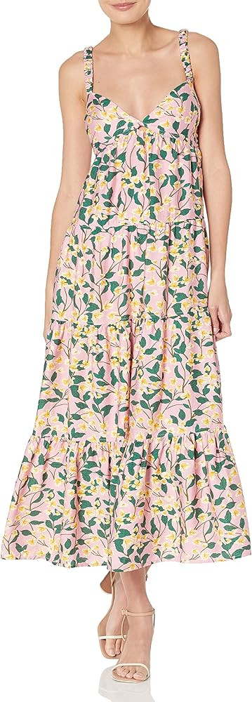 MOON RIVER Women's Sleeveless Cut-Out Tiered Shirred Midi Dress | Amazon (US)