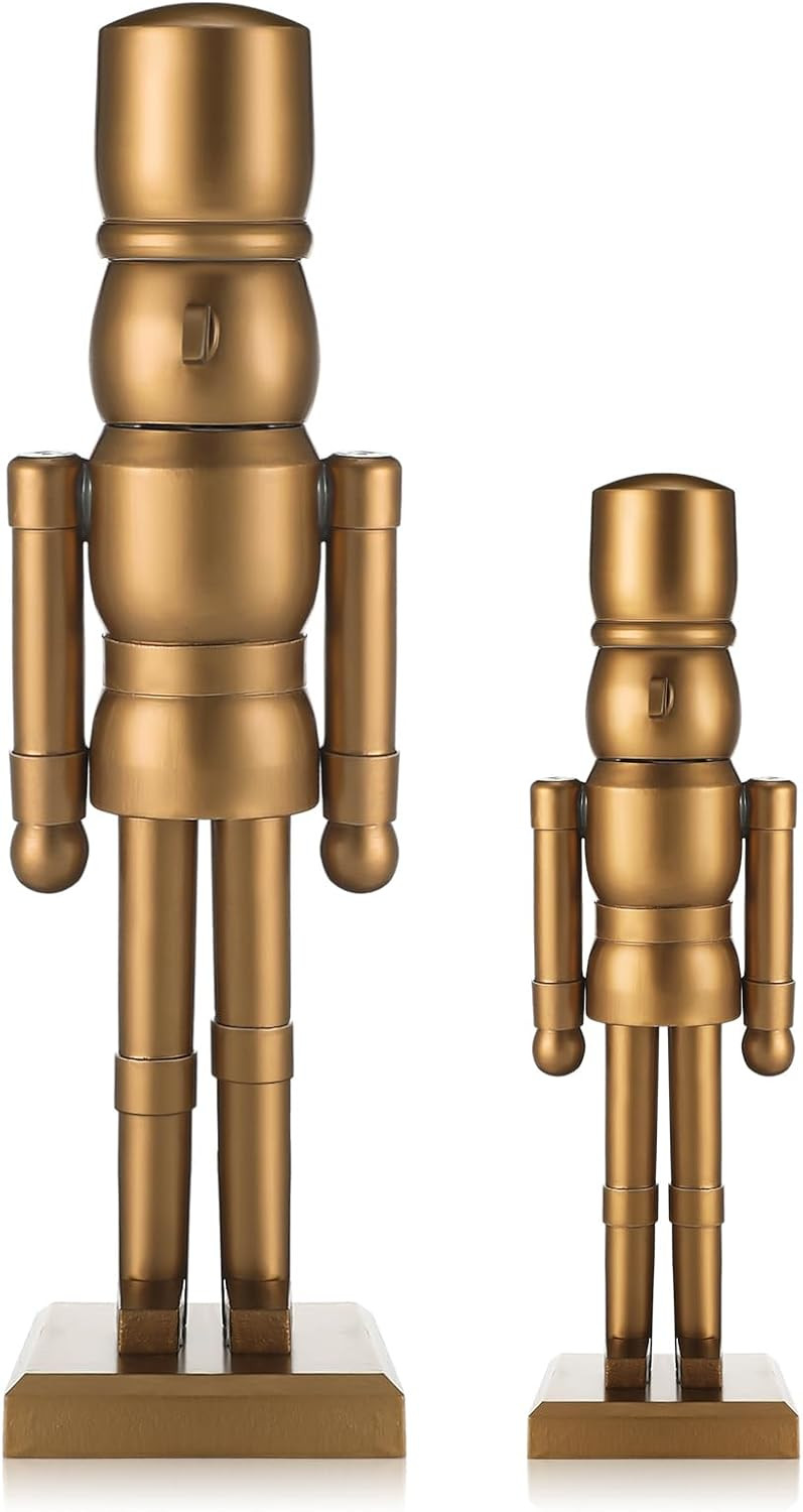 2 Pack Christmas Wooden Nutcracker Traditional Christmas Decorations Nutcracker Figure Statue for... | Amazon (US)