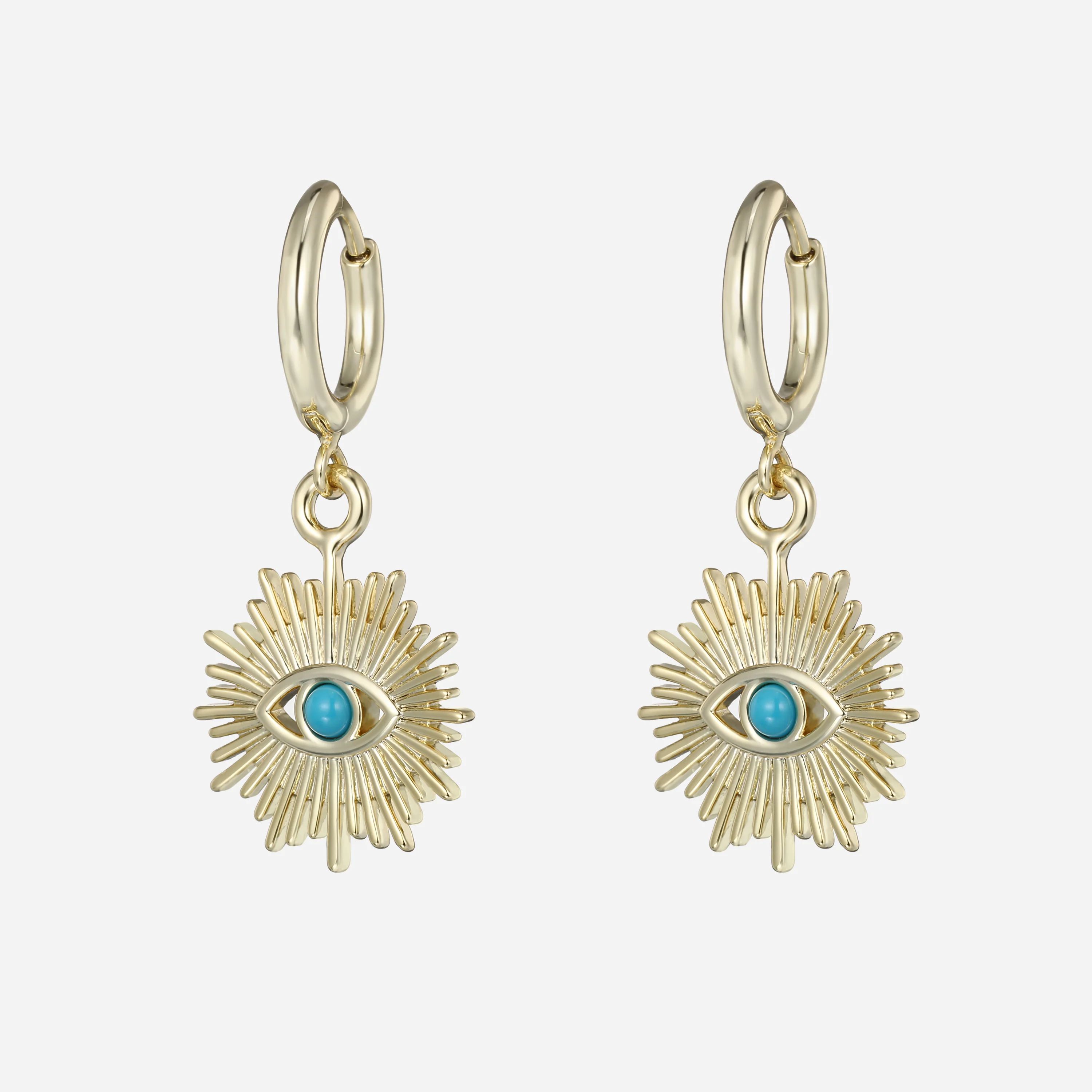 BWC Evil Eye Gold Hoop Earrings | Victoria Emerson