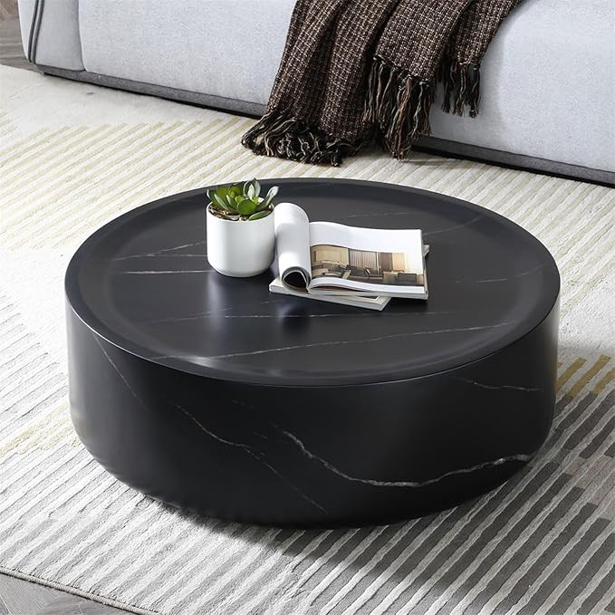 Coffee Table for Living Room 35.43'' Faux Mars Mable Pattern Round Tea Table No Need Assembly for... | Amazon (US)
