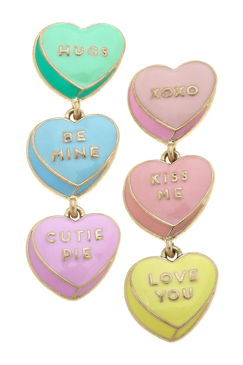 Valentine's Conversation Hearts Enamel Earrings | CANVAS