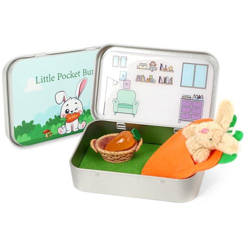 JULEASEL Little Pocket Bunny, Easter Basket Stuffer, Easter Gifts for Kids, DIY Pet Bunny Adoption, Easter Baskets,Cute Rabbit in Tin Box, Travel Buddy | Amazon (US)