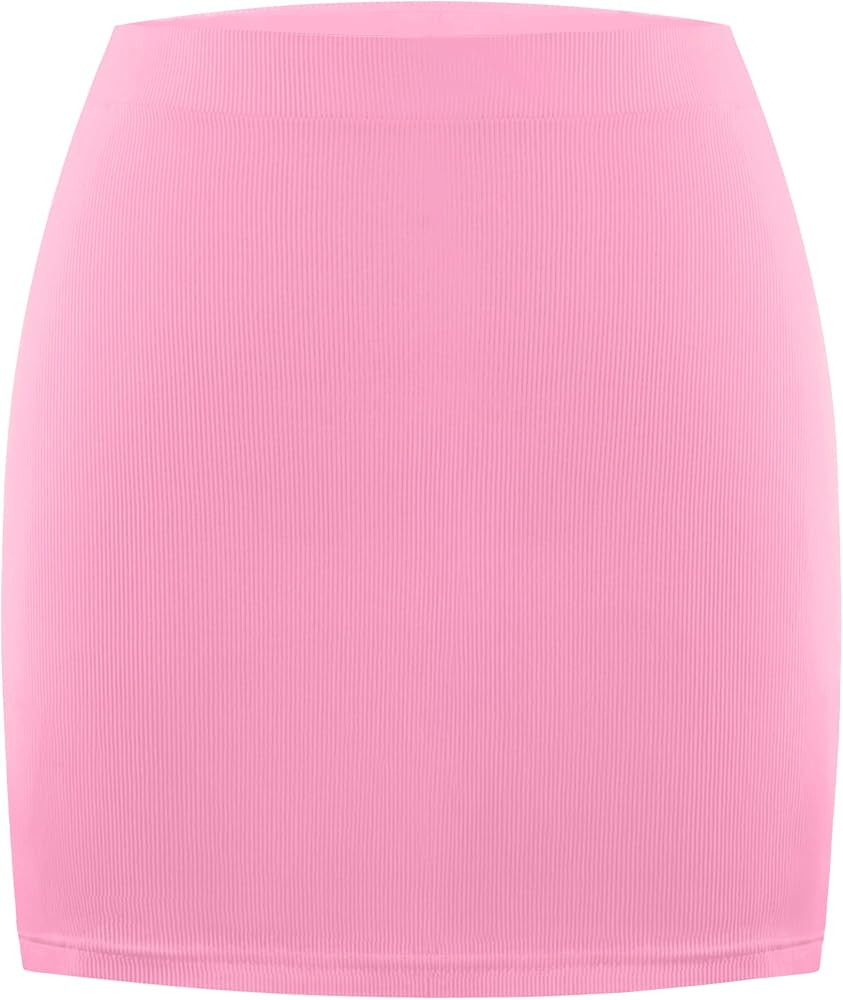 MANER Women's High Waisted Stretchy Ribbed Skirt Casual Going Out Bodycon Mini Skirts | Amazon (US)