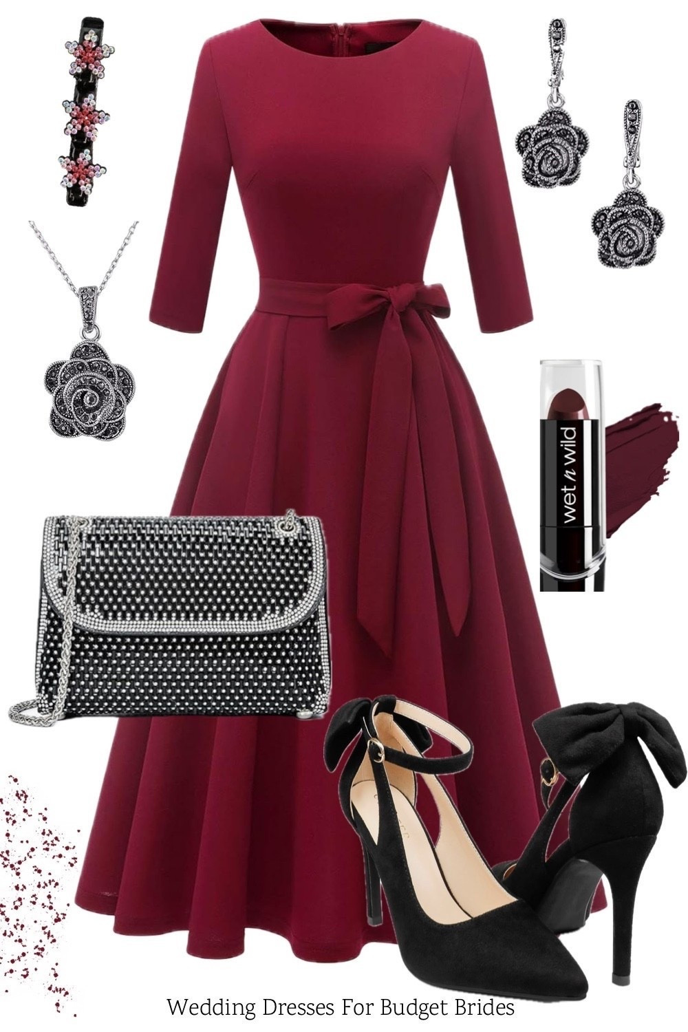 Fall wedding burgundy and black wedding guest outfit idea on Amazon.

#LTKWedding #LTKSeasonal #LTKootd