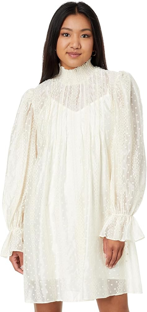 English Factory Women's Embroidered Organza Smock Neck Mini Dress | Amazon (US)
