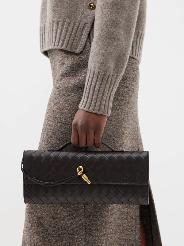 Andiamo Intercciato-leather clutch bag | Bottega Veneta | Matches (US)