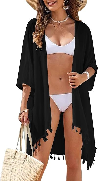 PINKMSTYLE Women's Floral Print Kimono Sheer Chiffon Loose Cardigan | Amazon (US)