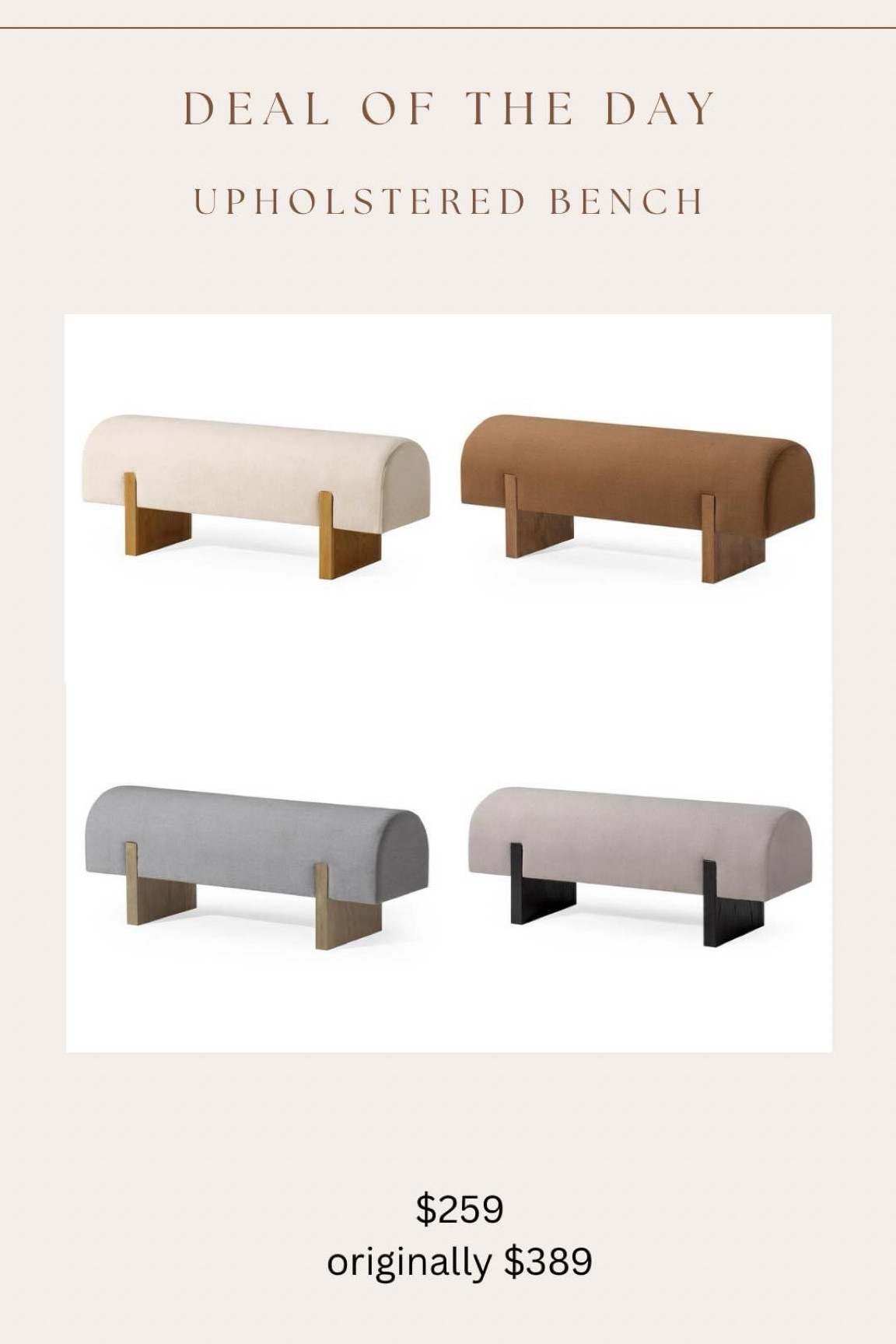 One of my favorite organic / modern / minimalist style benches! 

Would be great in front of bed, in entryway, under window, in living room, etc 

#LTKsalealert #LTKhome