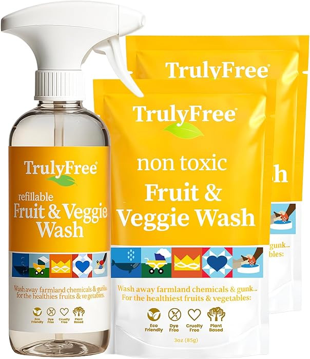 Truly Free Fruit and Vegetable Wash - Veggie Wash Removes 99% of Dirt & Wax | Plant-Based Produce... | Amazon (US)