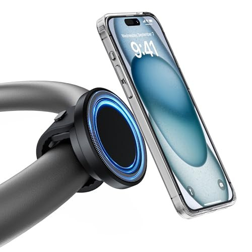 NINEFATICS Stroller Phone Holder, Compatible with MagSafe, Magnetic Handlebar Mount, 17x N52 Strong Magnets, Fits Treadmills, Peloton, Shopping & Golf Carts, Adjustable Strap, iPhone 12–17 & Android | Amazon (US)