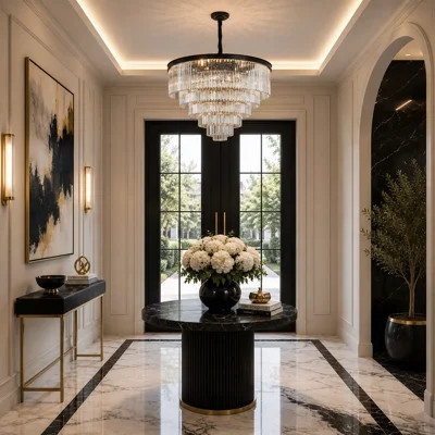 Allure 28-Light Round Crystal LED Chandelier - Matte Black | Wayfair North America