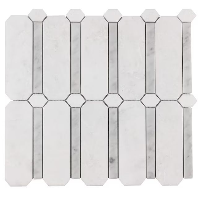 Elida Ceramica Savvy Light Geo 12-in x 12-in Polished Natural Stone Marble Mixed Pattern Floor an... | Lowe's
