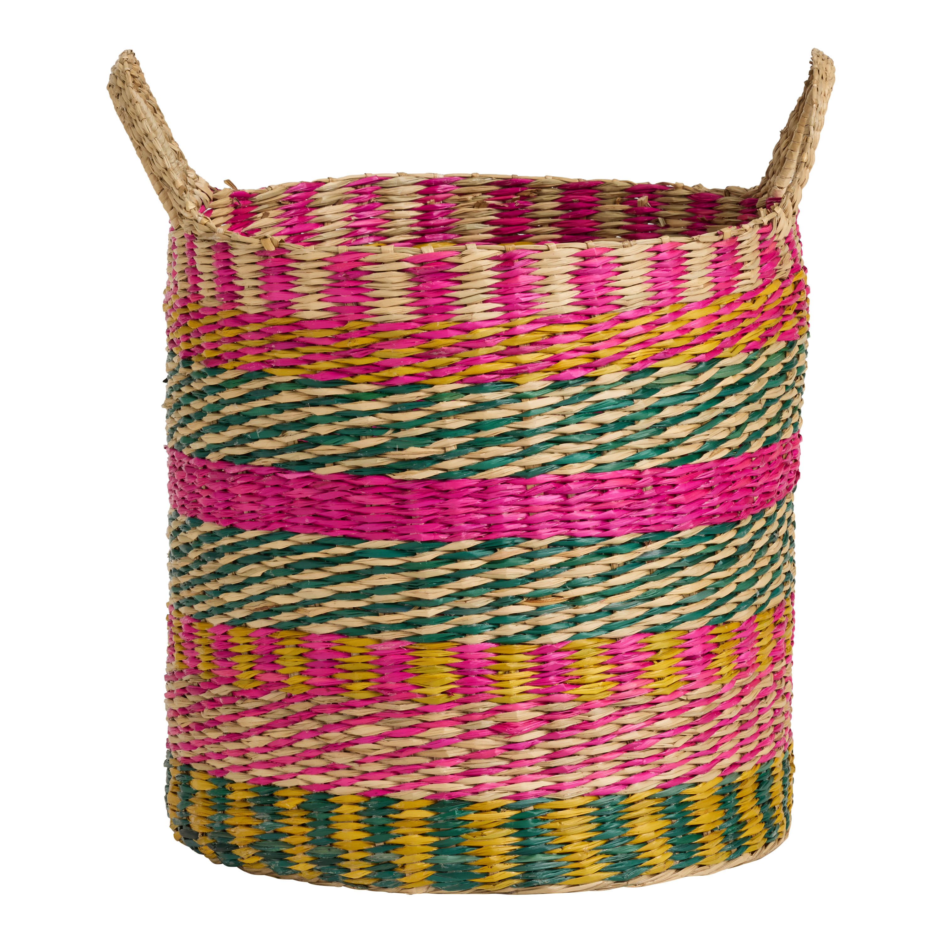 Benito Seagrass Multi Stripe Tote Basket | World Market
