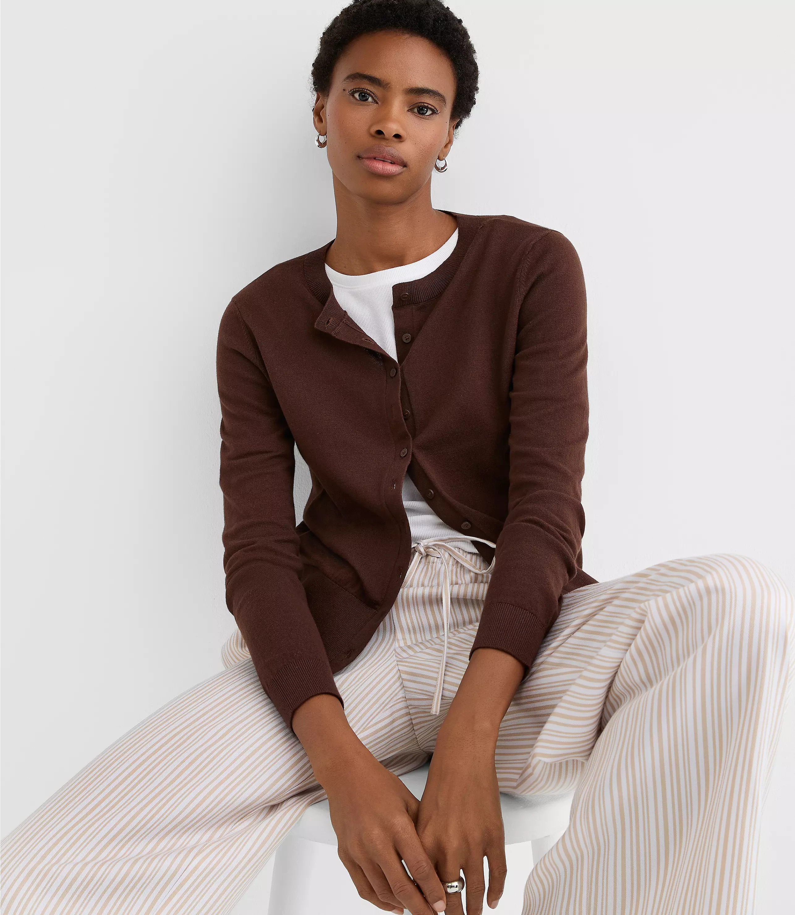 Modern Crew Neck Cardigan | LOFT