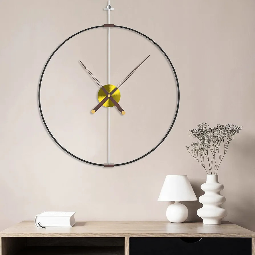 NAHARO 29inch Simple Large Wall Clock for Living Room,Modern Non-Ticking Silent Metal Wall Clocks... | Amazon (US)