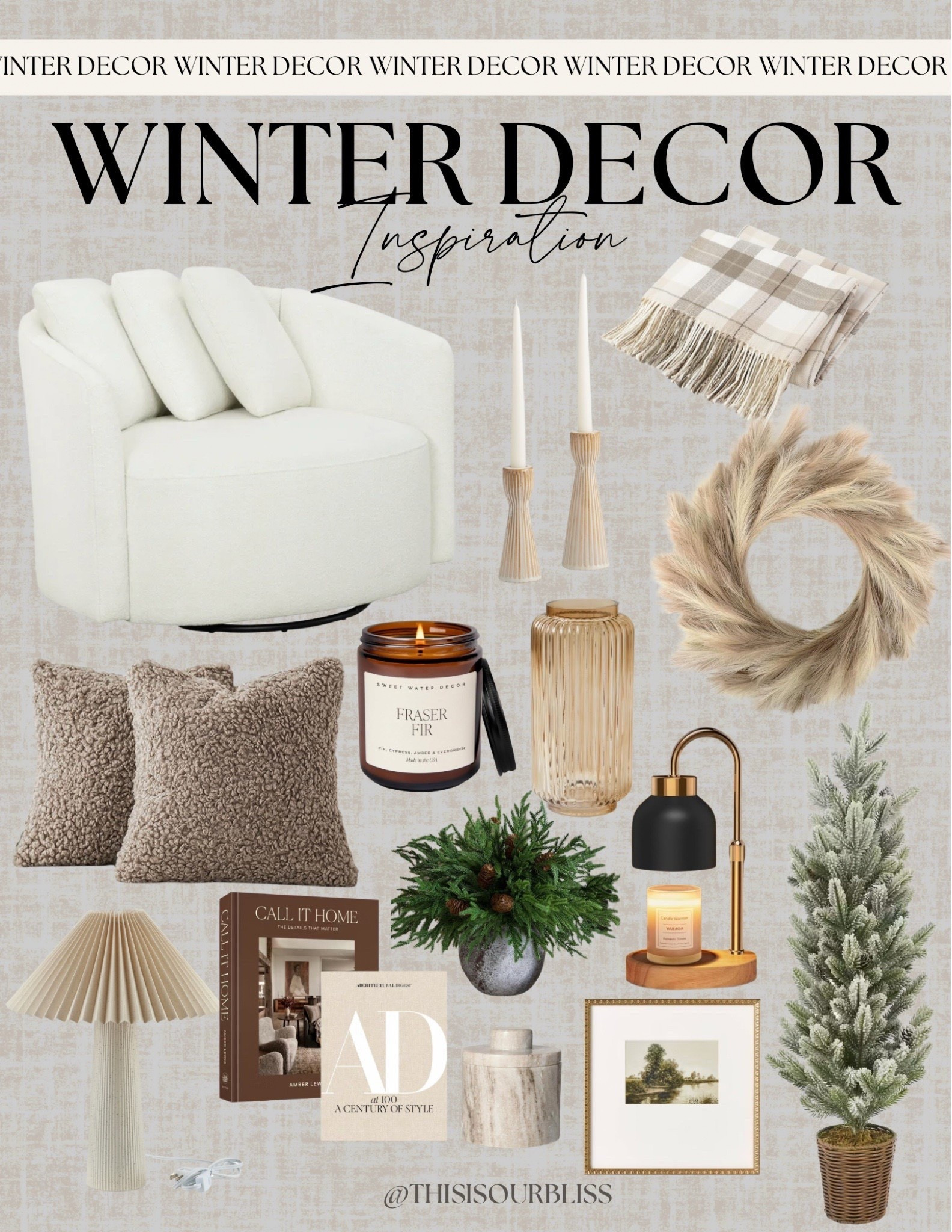 Transform your space into a cozy winter retreat ❄️✨ Shop my favorite neutral decor finds to bring warmth and elegance to your home this season. From soft textures to seasonal greenery, these pieces are perfect for creating that winter vibe! 🕯️🪵 Tap to shop everything here. #WinterDecor #WinterHome #NeutralDecor #WalmartHome #WalmartBins #Target #TargetHome.

#LTKHoliday #LTKSeasonal #LTKHome