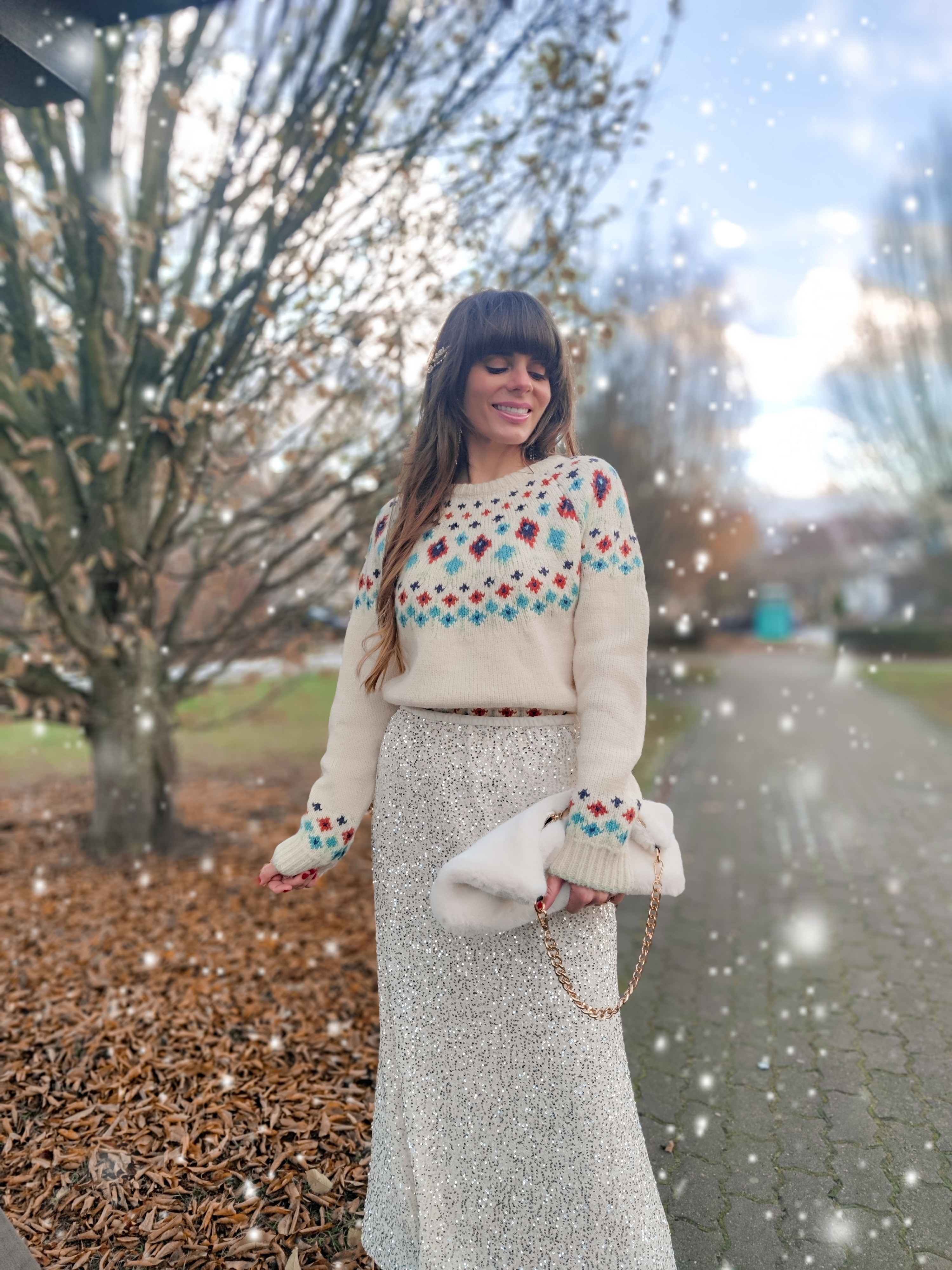 Holiday style: snowflake wonderland fair isle sweater & sequin skirt. ✨🎄Holiday style, Holiday Festive outfits, party season outfits, holiday outfit, holiday style, Christmas outfits, sequin skirt, holiday outfits, sparkly holiday outfit ideas, elegant outfits, moda, styl, style ideas, mach & mach Cinderella shoes, 

#LTKHoliday #LTKSeasonal #LTKStyleTip