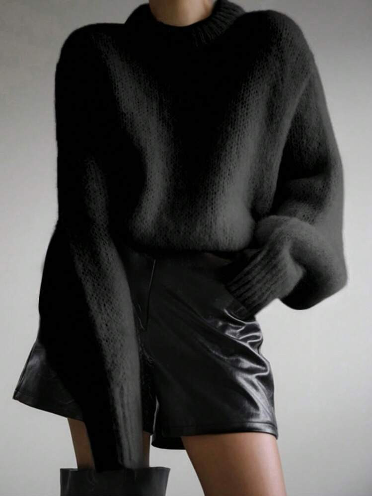 DAZY Women Crew Neck Fuzzy Loose Knit Sweater,Fall Women Clothes | SHEIN