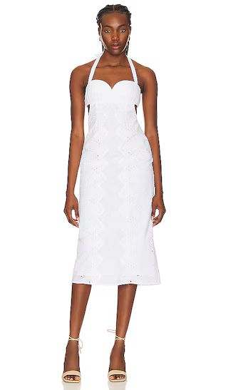 Francesca Eyelet Midi Dress in White | Revolve Clothing (Global)
